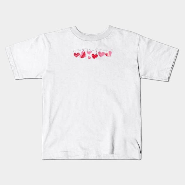 Hanging doodle hearts Kids T-Shirt by GULSENGUNEL